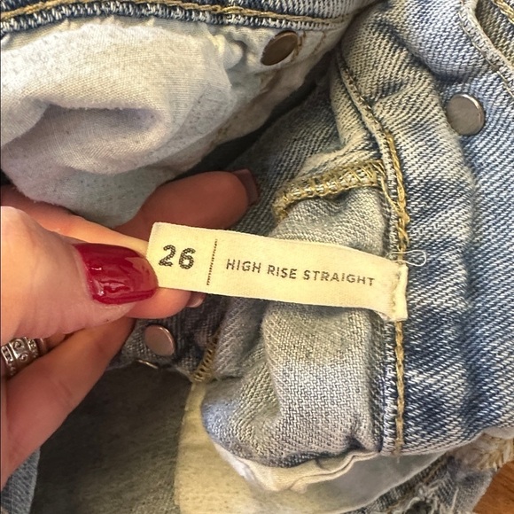 Pac Sun Heavily Distressed Jeans Womens SIze 26 High RIse Straight Button Fly - Picture 4 of 4